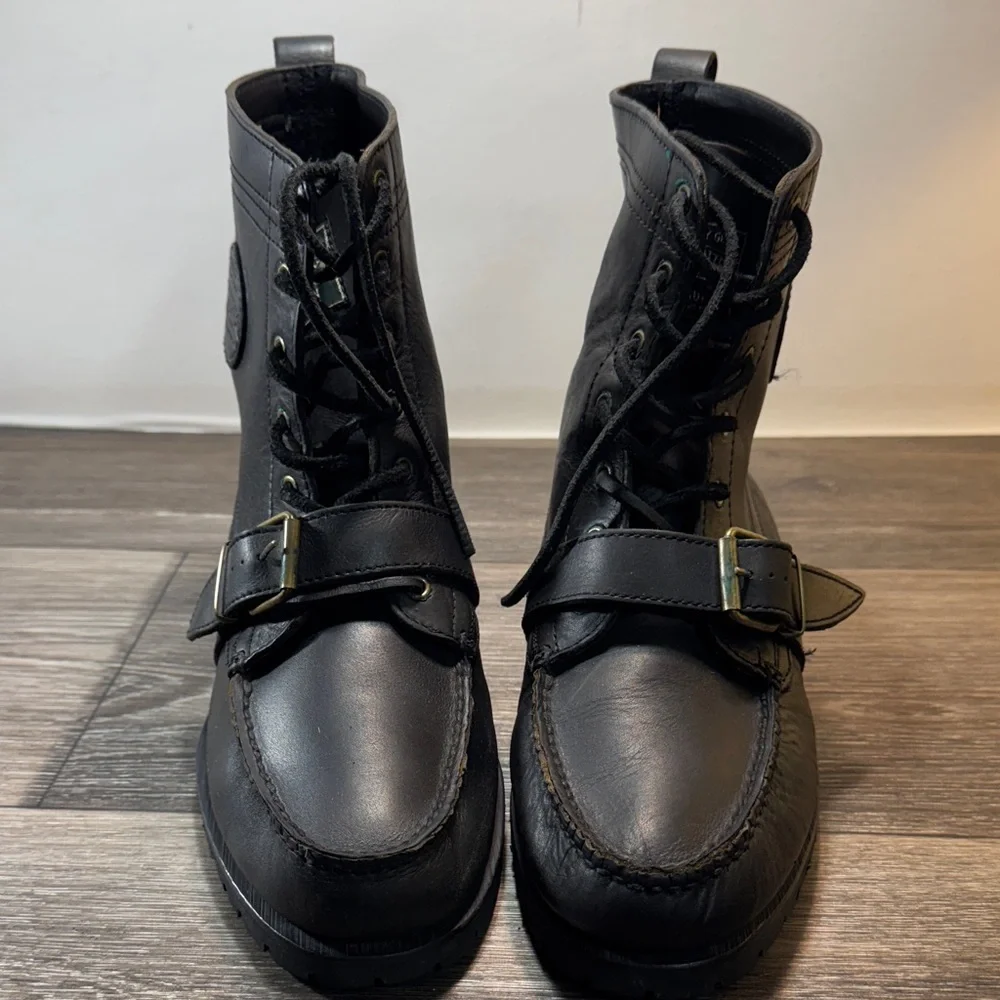 Polo Ralph Lauren vintage Black Leather Men's Boots size 11 (s131)